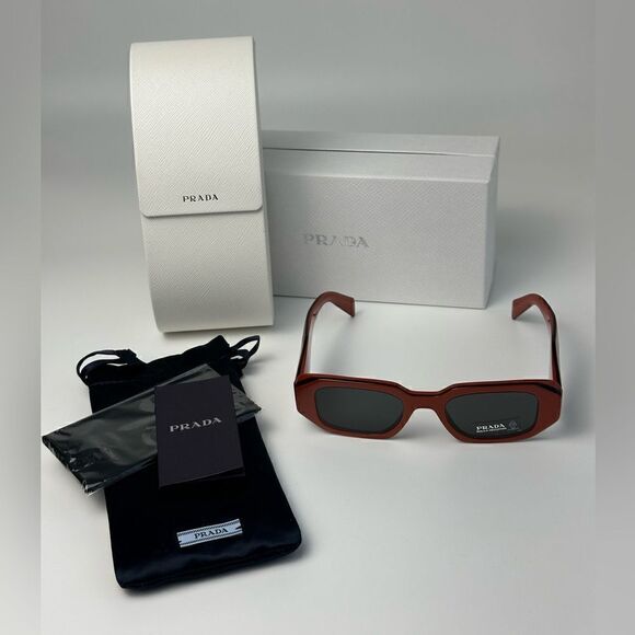 BRAND NEW PRADA PR17WS 12n5s0 Orange/Black Dark Grey Unisex Sunglasses